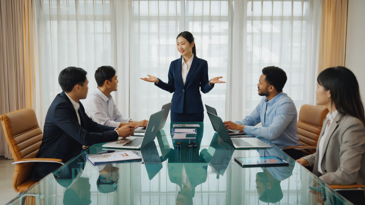 Business person using AI automation tools on a laptop