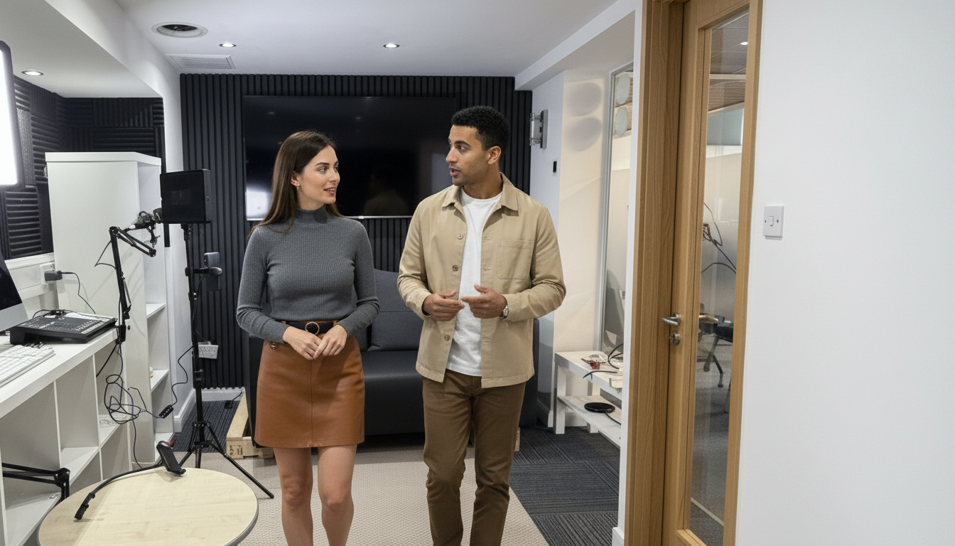 A UK office team discussing an IT project plan on a shared screen