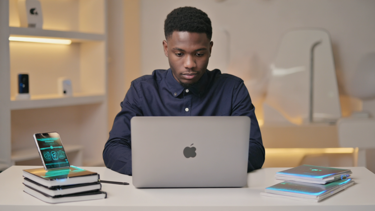 Small business owner reviewing technology and cybersecurity issues