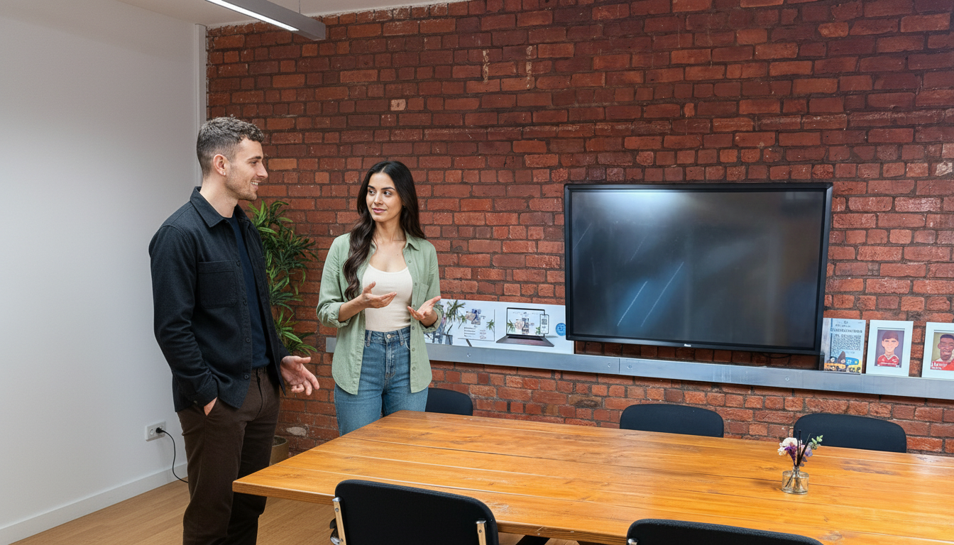 A cohesive brand visual identity shown across website, social media, and printed materials