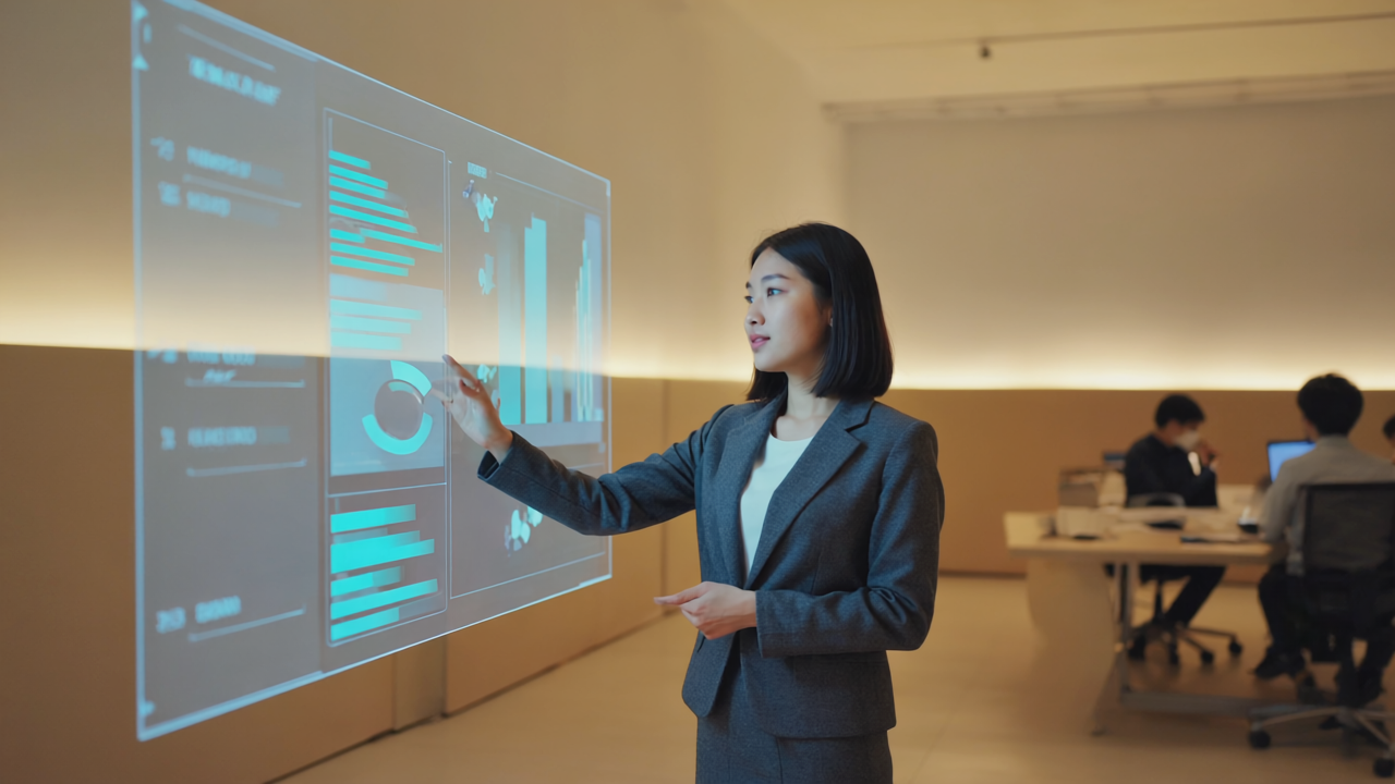 Friendly business team discussing technology solutions