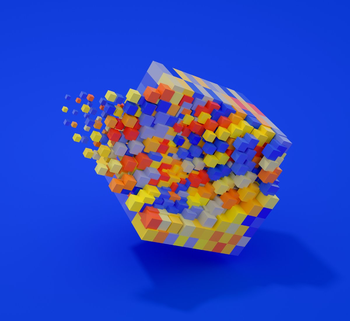3D Abstract Cube Blocks Technology Background CRM Management System