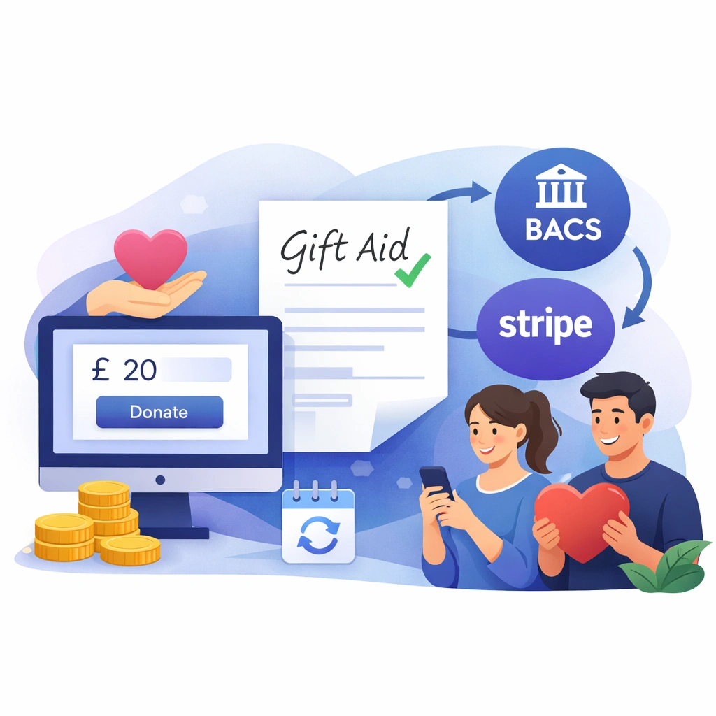Charity flows, Gift Aid, BACS/Stripe