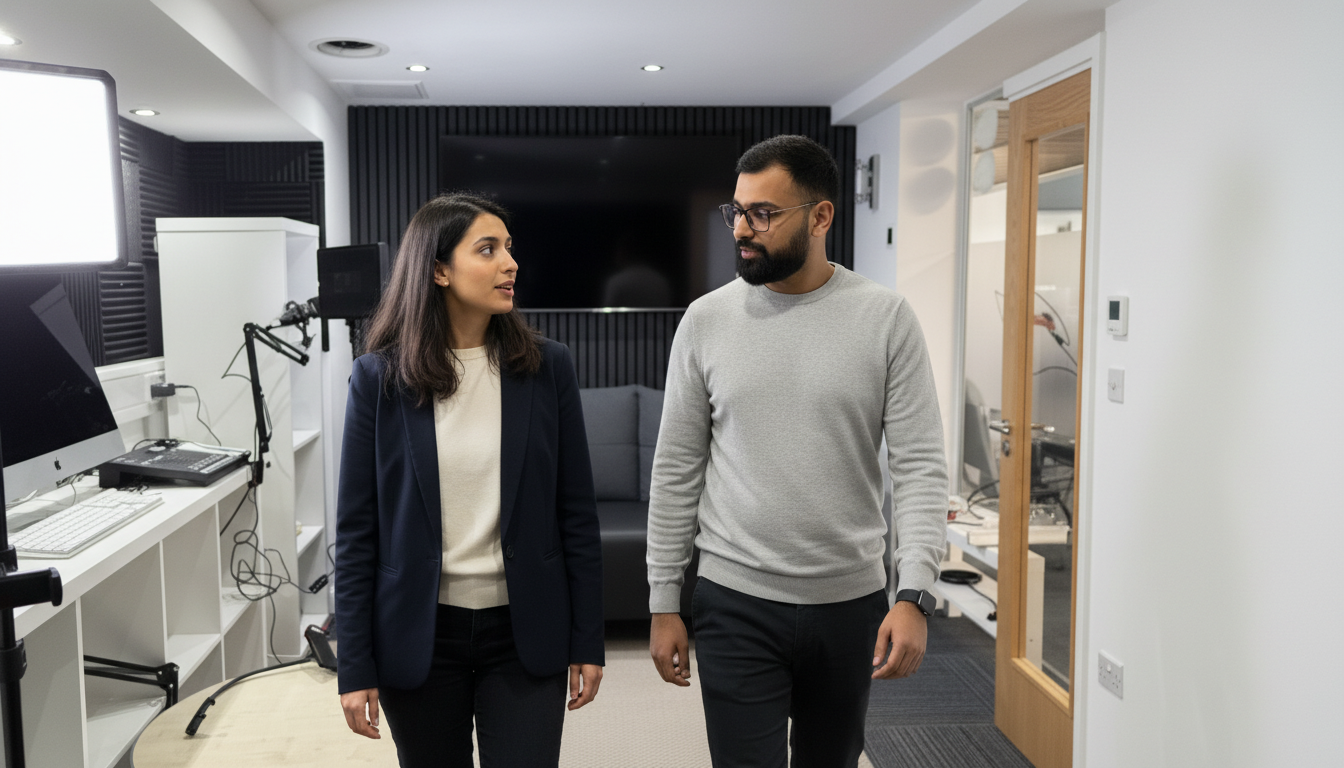 A UK business team gathering digital marketing knowledge through laptops and the dashboards