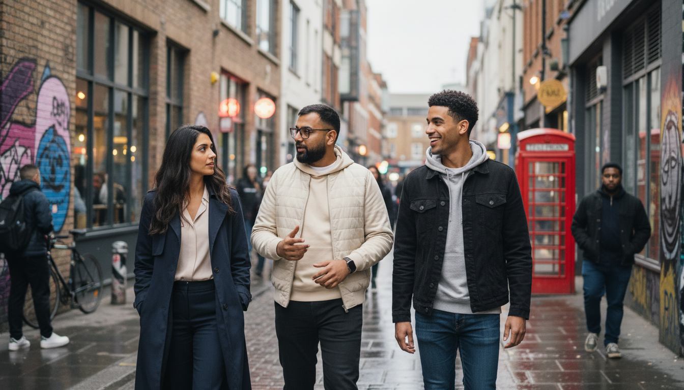 Owner of UK business social media content planning on a laptop