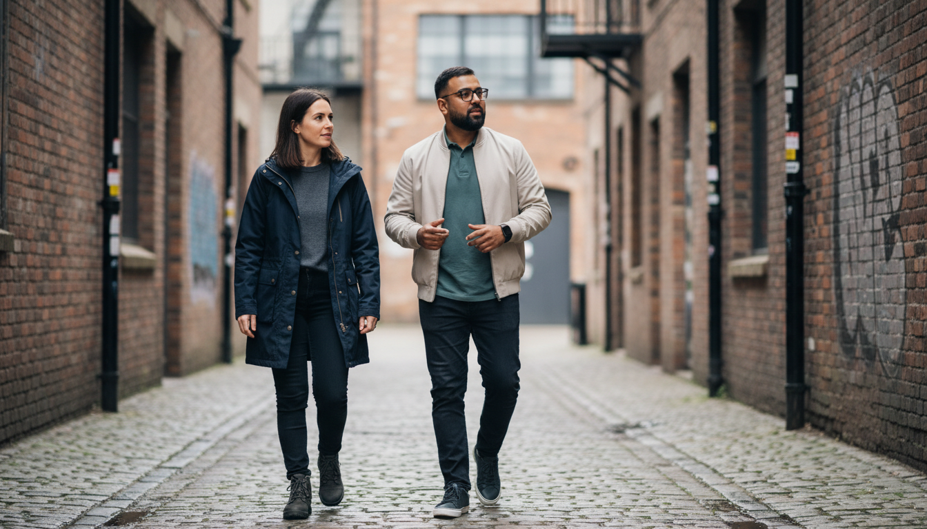 A person creating short social media videos using a smartphone and basic lighting at a desk