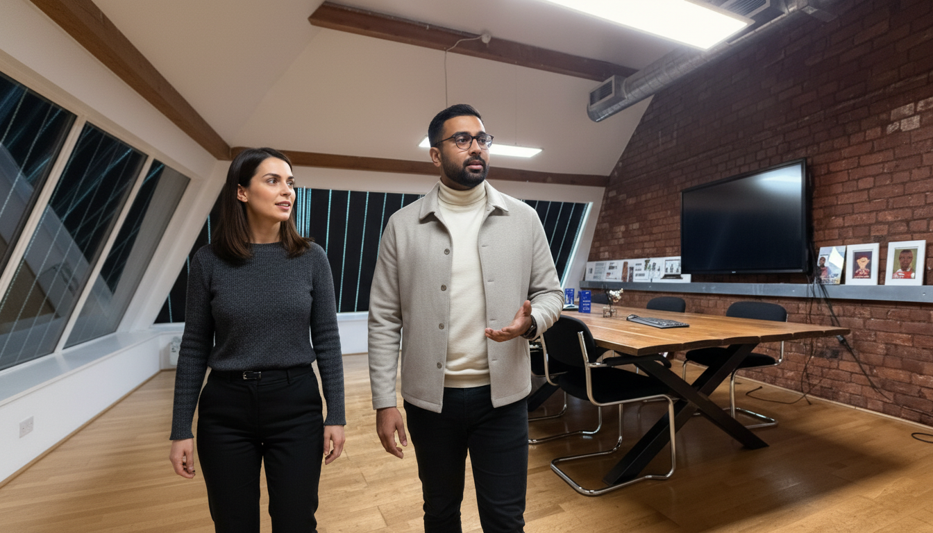 A clean modern logo displayed across digital and print branding materials