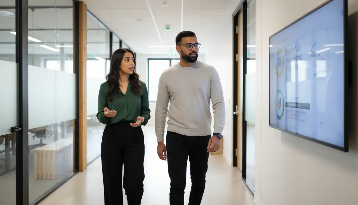 Team working on UK digital marketing strategy