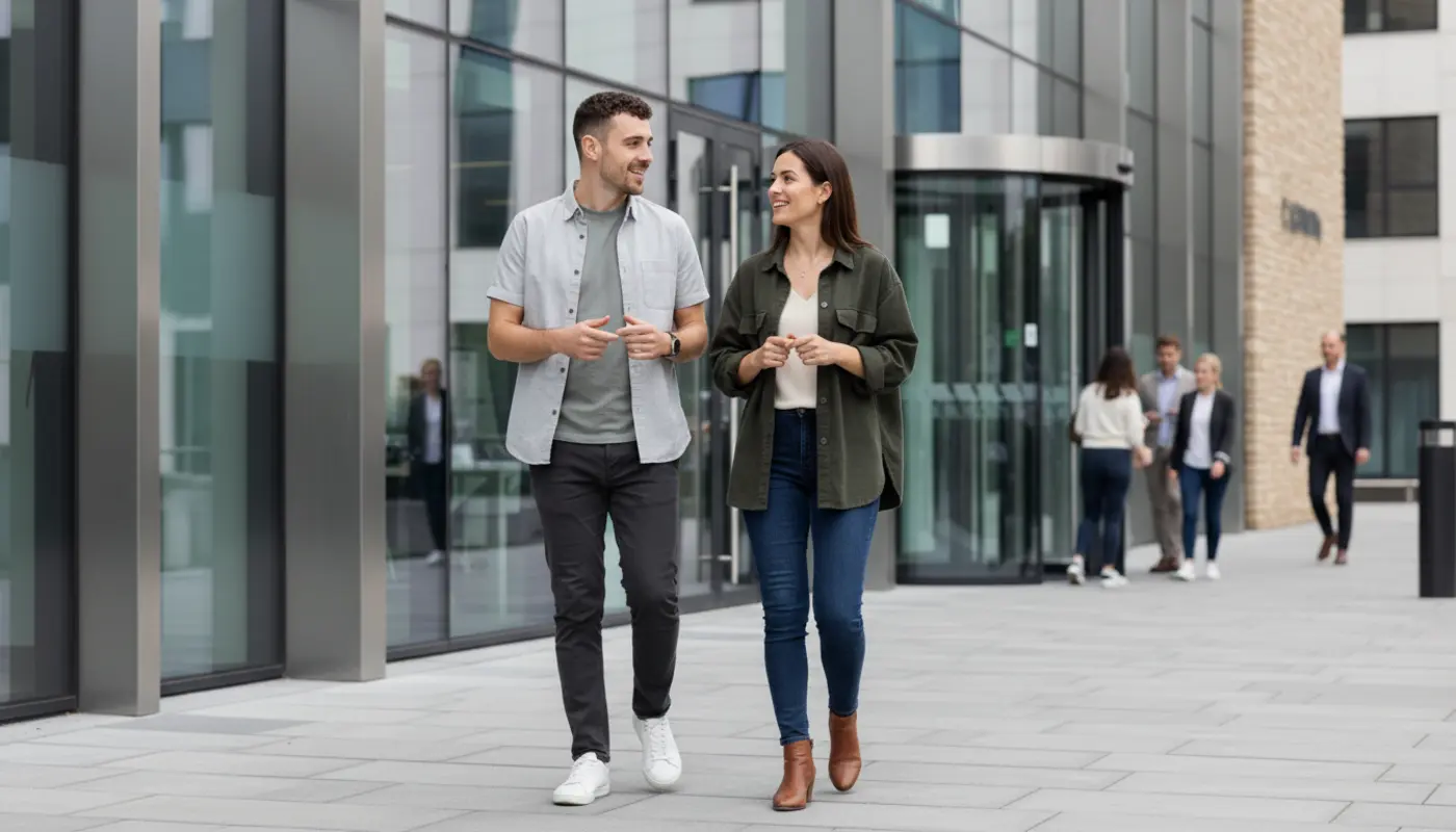 Graphic designer working on brand identity elements including logo sketches, colour palettes and typography samples on a desk