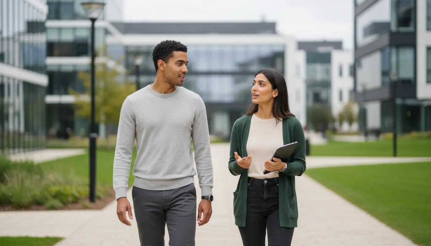 Digital marketing technologist working on connected CRM and analytics tools in a UK office