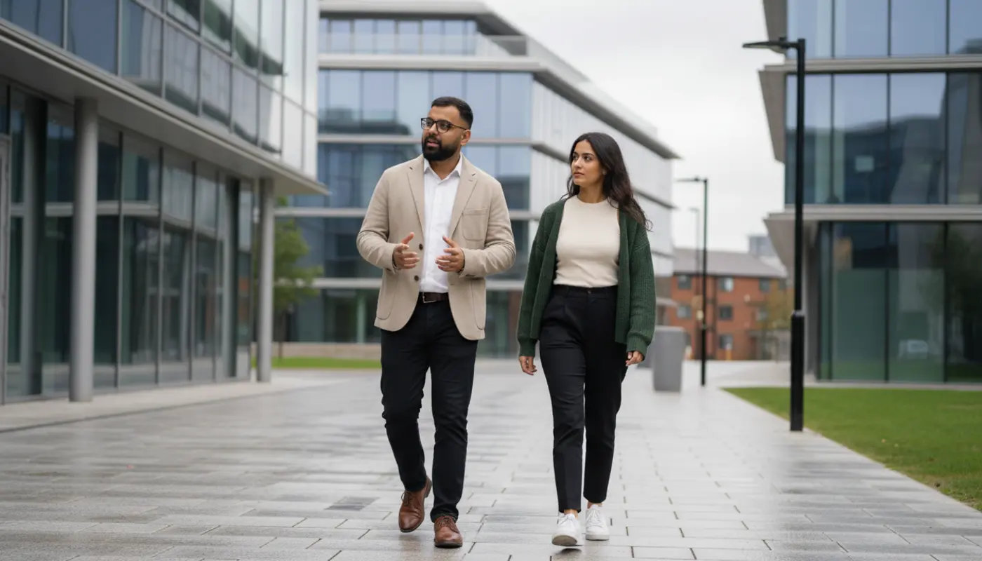 AI SEO dashboard displayed next to a team reviewing traditional SEO reports on a laptop