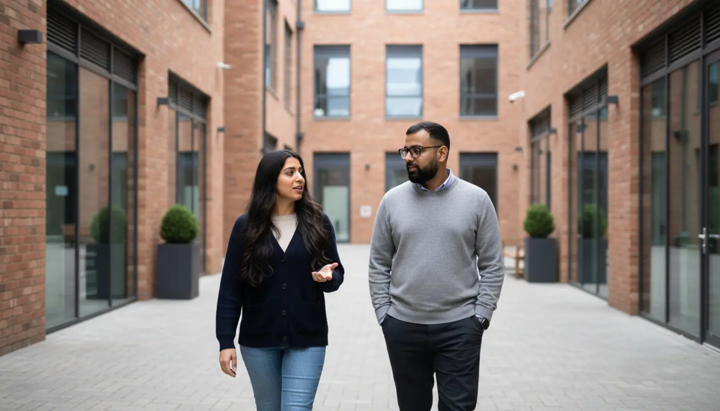 UK school IT manager reviewing secure network systems and cloud platforms in a modern classroom