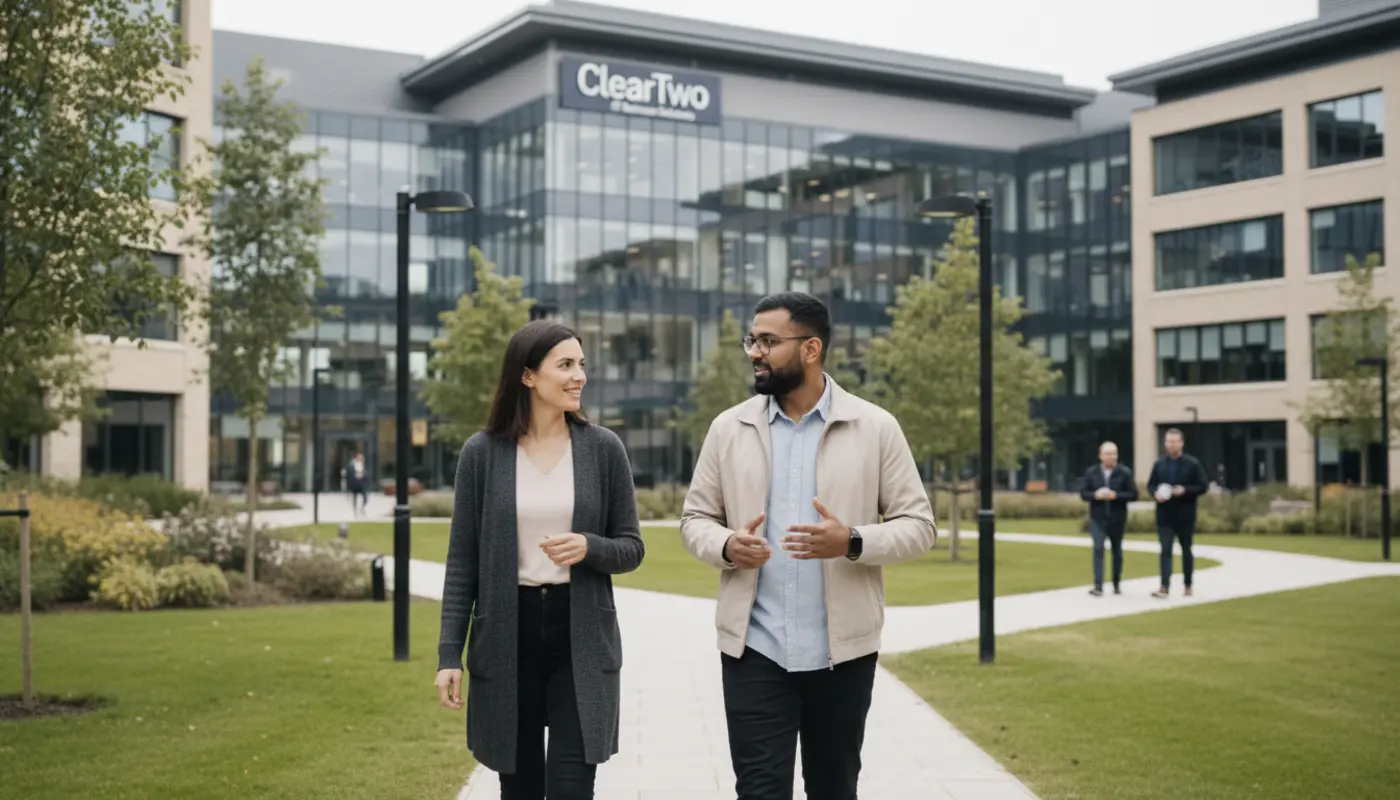 AI chatbot supporting a UK customer through live chat interface