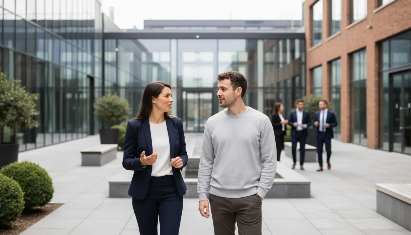 UK marketing team analysing competitor data on laptops with keyword charts and traffic graphs