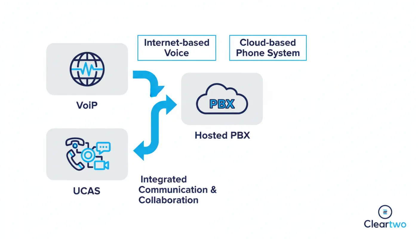 Unified communications dashboard showing voice video and chat