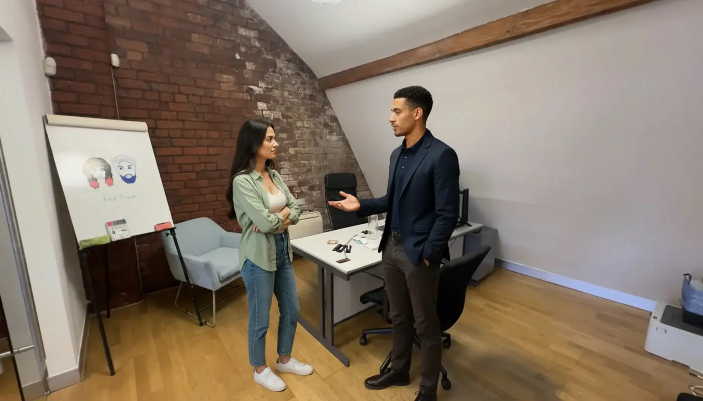 Professional financial team using cloud VoIP phones in a modern office